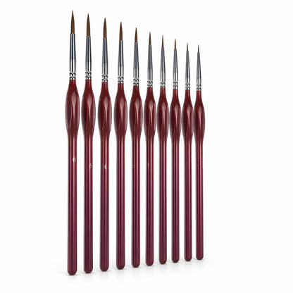 Fine Round Wooden Handle Detail Paint Brush (For Acrylic, Oil & Watercolor)