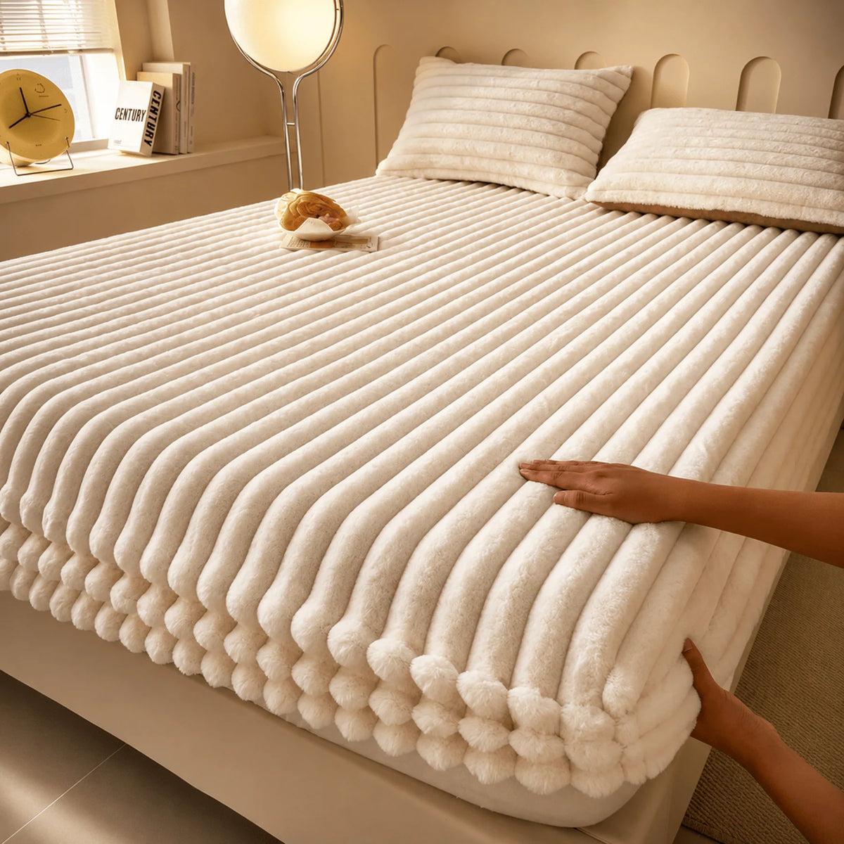 Fitted Sheet Plush Quilted Ribbed & Deep-Pocket Elastic