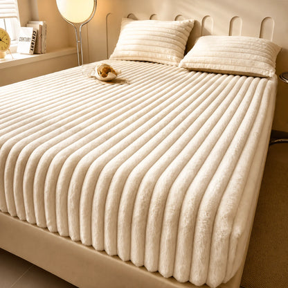 Fitted Sheet Plush Quilted Ribbed & Deep-Pocket Elastic
