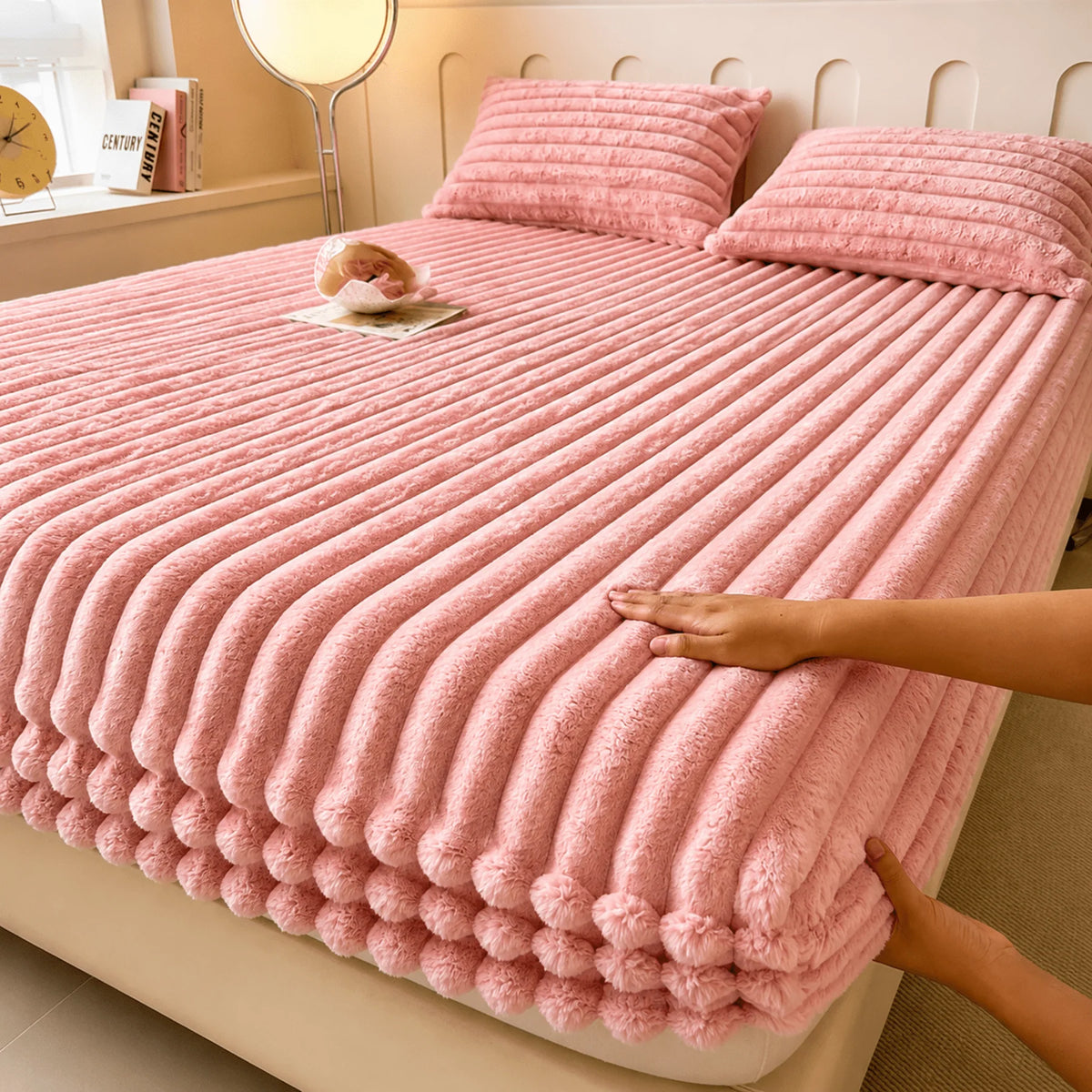 Fitted Sheet Plush Quilted Ribbed & Deep-Pocket Elastic