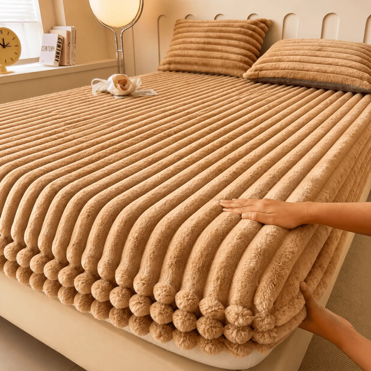 Fitted Sheet Plush Quilted Ribbed & Deep-Pocket Elastic