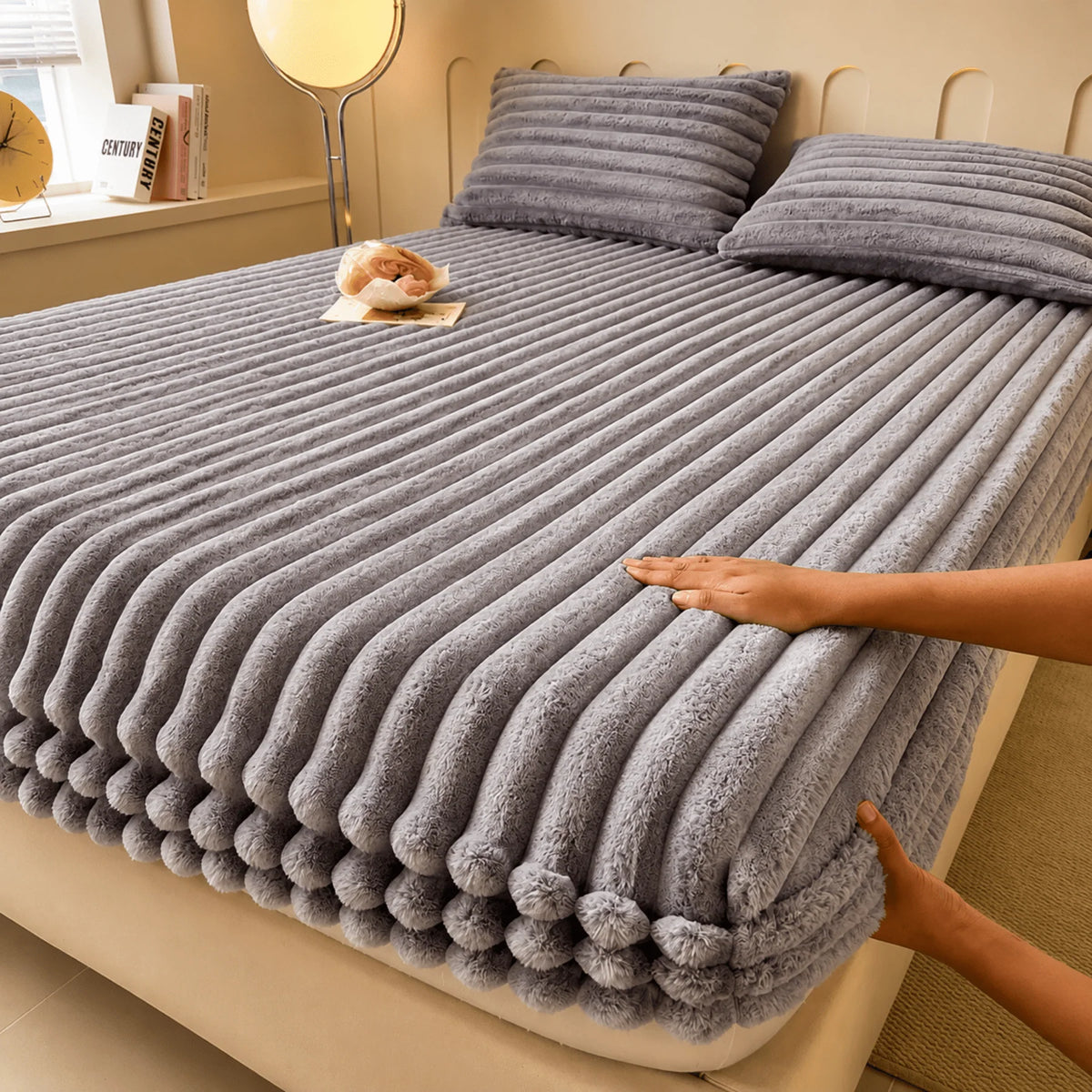 Fitted Sheet Plush Quilted Ribbed & Deep-Pocket Elastic