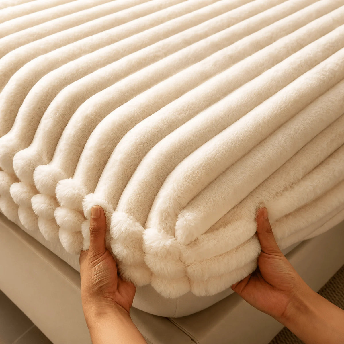 Fitted Sheet Plush Quilted Ribbed & Deep-Pocket Elastic