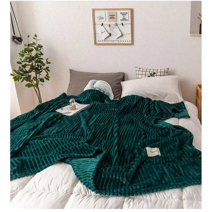 Flannel Blanket Thick Plush Cozy Machine Washable