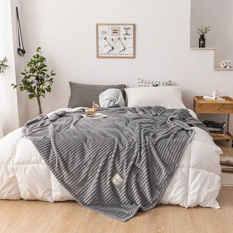 Flannel Blanket Thick Plush Cozy Machine Washable