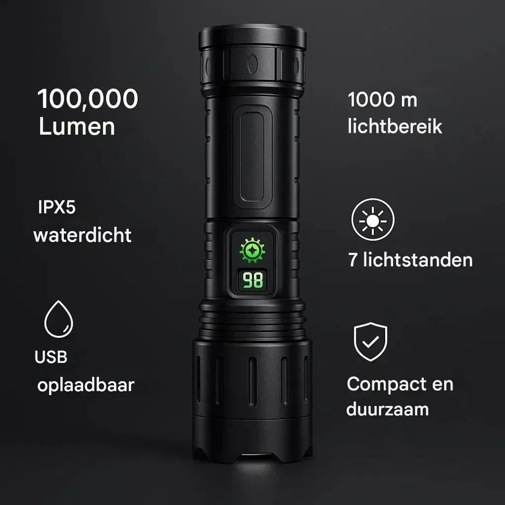 Flashlight Rechargeable Aluminum Long-Range Beam