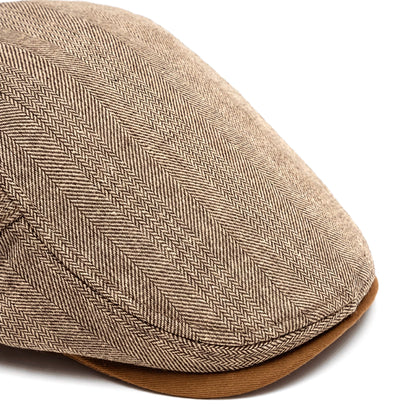 Flat Cap Herringbone Cotton Blend Adjustable Strap