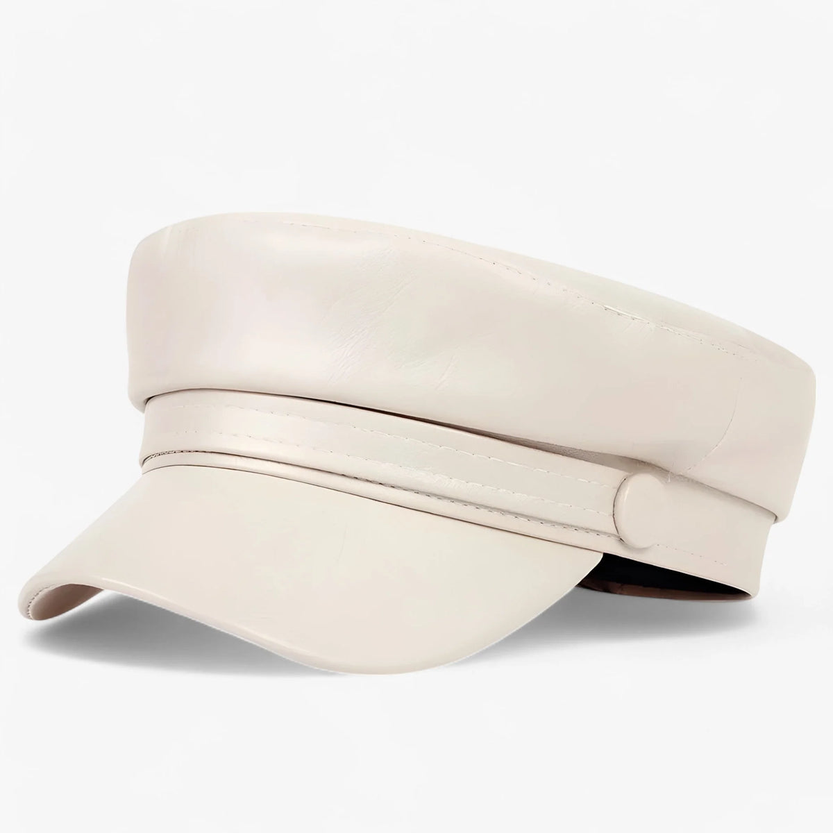 Flat Cap Octagonal Faux Leather Adjustable Fit