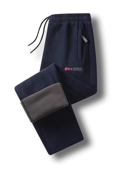 Fleece Pants Thermal Lined Elastic Waist Zip Pockets