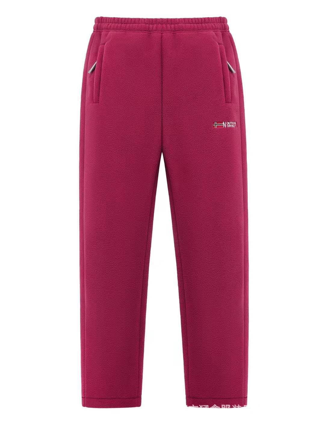 Fleece Pants Thermal Lined Elastic Waist Zip Pockets