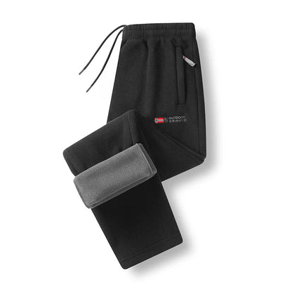 Fleece Pants Thermal Lined Elastic Waist Zip Pockets