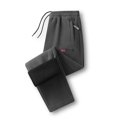 Fleece Pants Thermal Lined Elastic Waist Zip Pockets