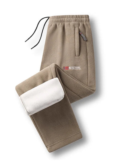 Fleece Pants Thermal Lined Elastic Waist Zip Pockets