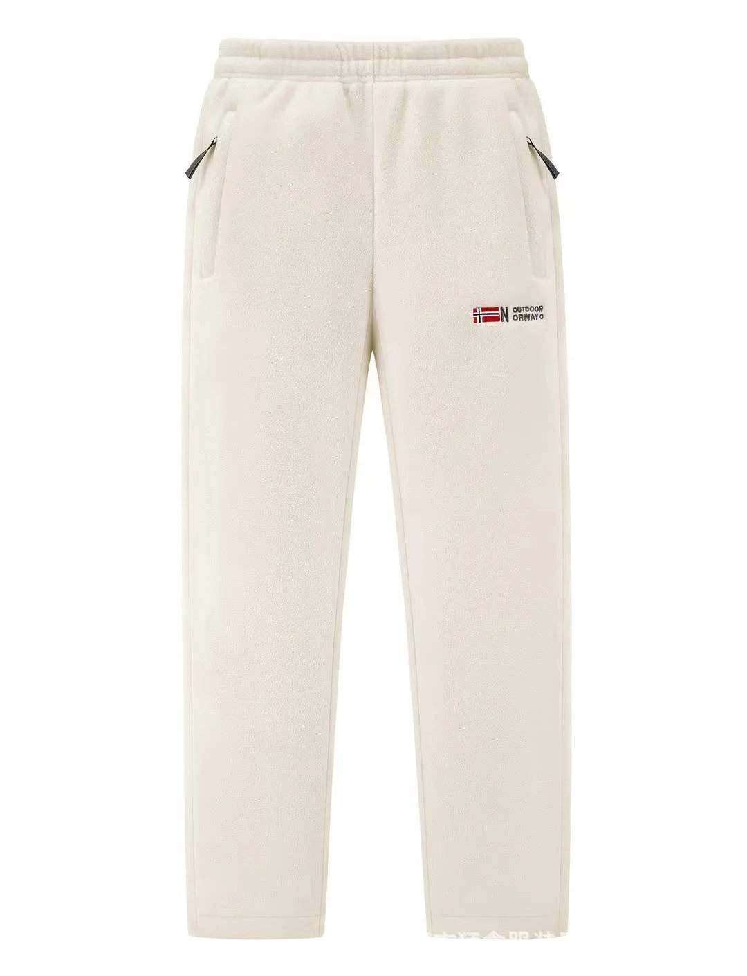 Fleece Pants Thermal Lined Elastic Waist Zip Pockets