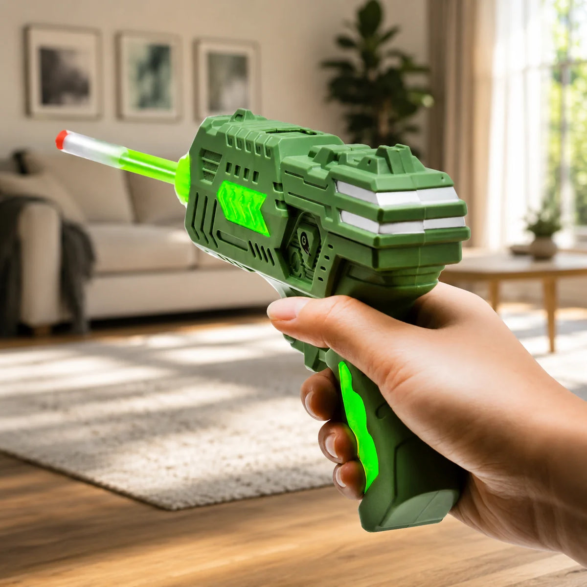 Floating Target Game Battery-Powered Glow-In-The-Dark Blaster & 12 Darts