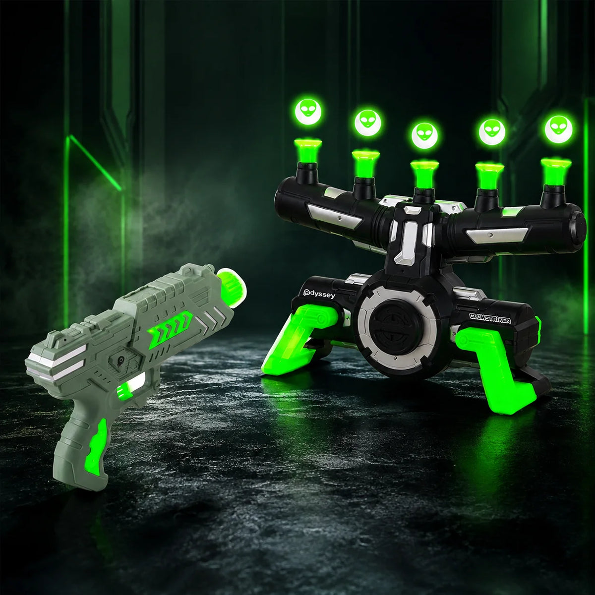 Floating Target Game Battery-Powered Glow-In-The-Dark Blaster & 12 Darts