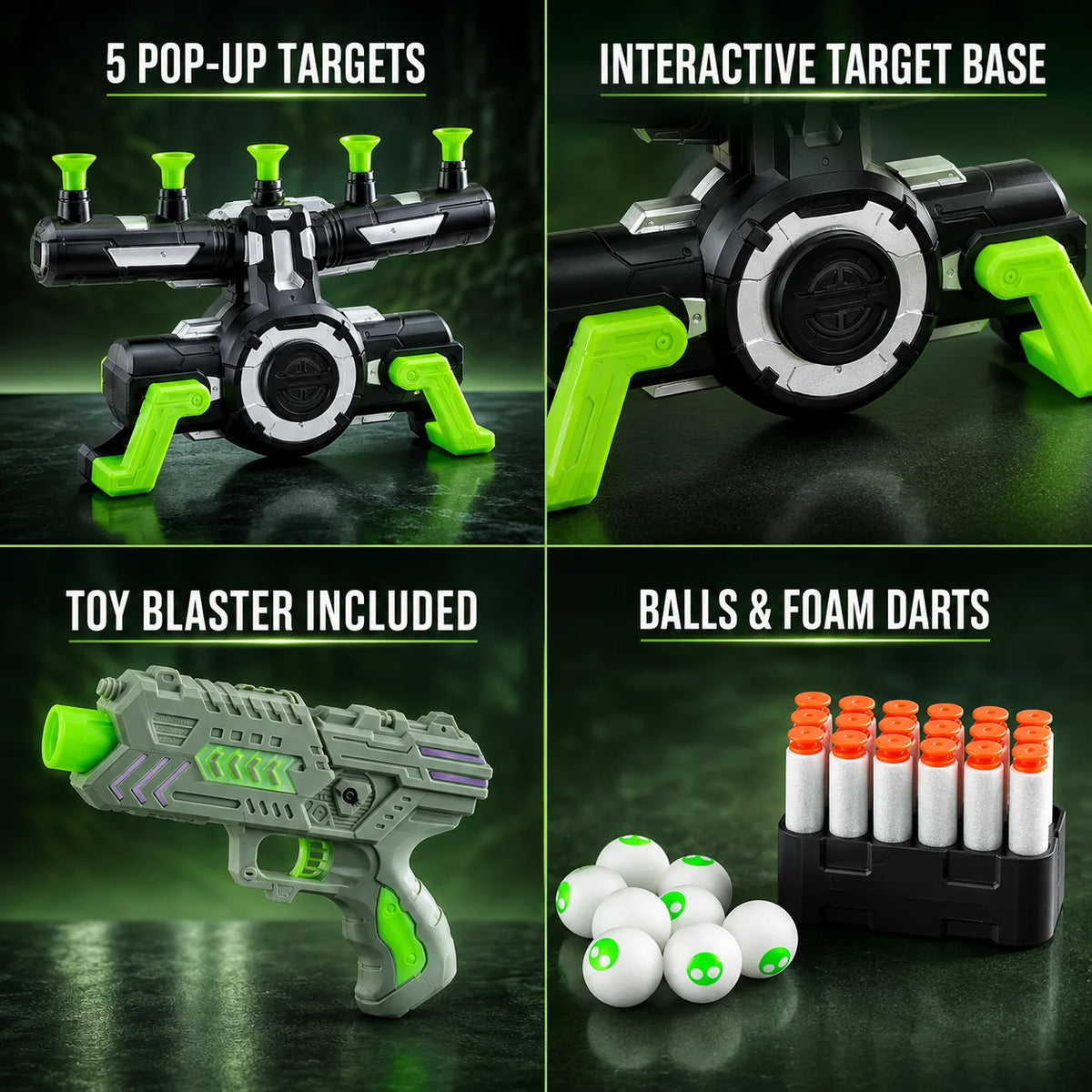 Floating Target Game Battery-Powered Glow-In-The-Dark Blaster & 12 Darts