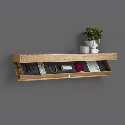Floating Wall Shelf Solid Wood Hidden Compartment