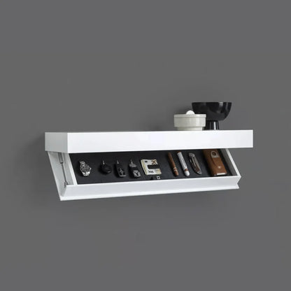 Floating Wall Shelf Solid Wood Touch-Activated Hidden Compartment
