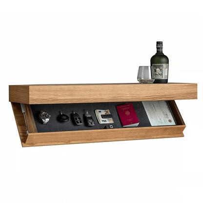 Floating Wall Shelf Solid Wood Touch-Activated Hidden Compartment