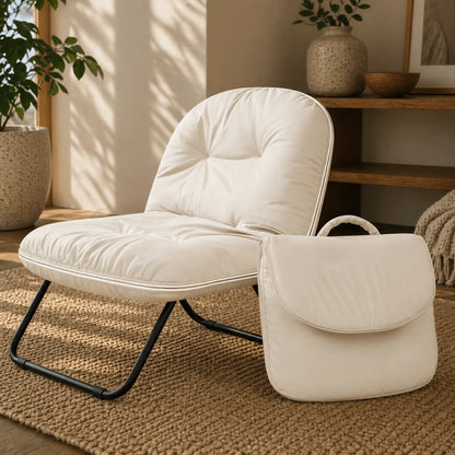 Floor Chair Foldable Waterproof Vegan Leather 109-Degree Recline