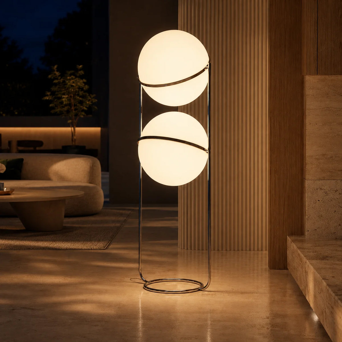 Floor Lamp Built-In Long Life LED Frosted Globe