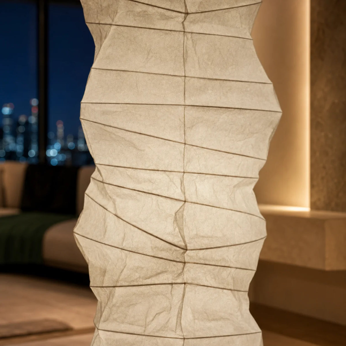 Floor Lamp Handcrafted Rice Paper Shade Bamboo Frame