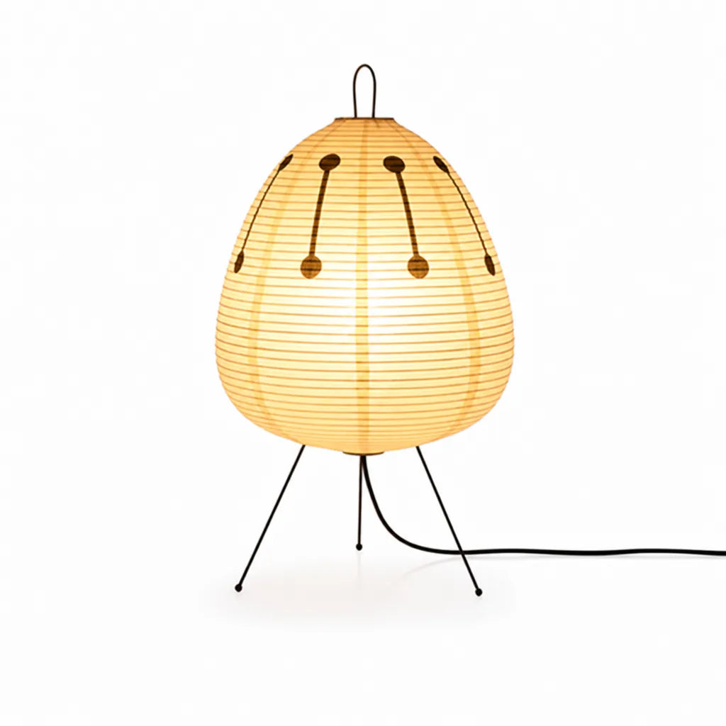 Floor Lamp Rice Paper Shade Black Tripod Plug-In