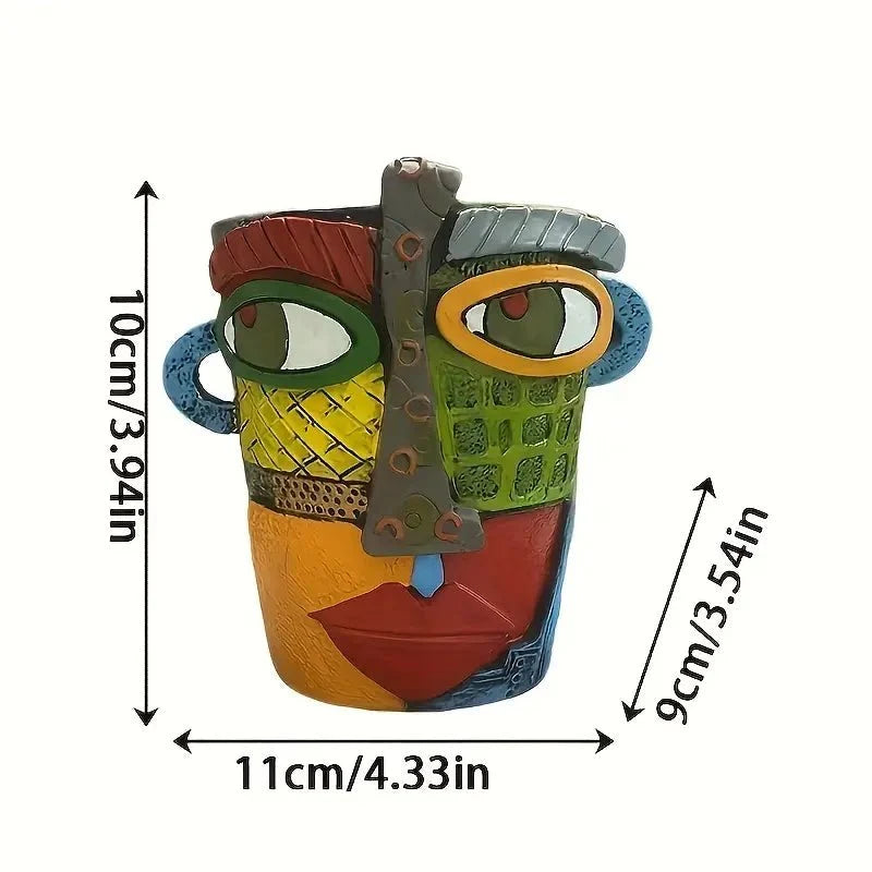 Flower Pot Ceramic Artistic Face Design & Vivid Color