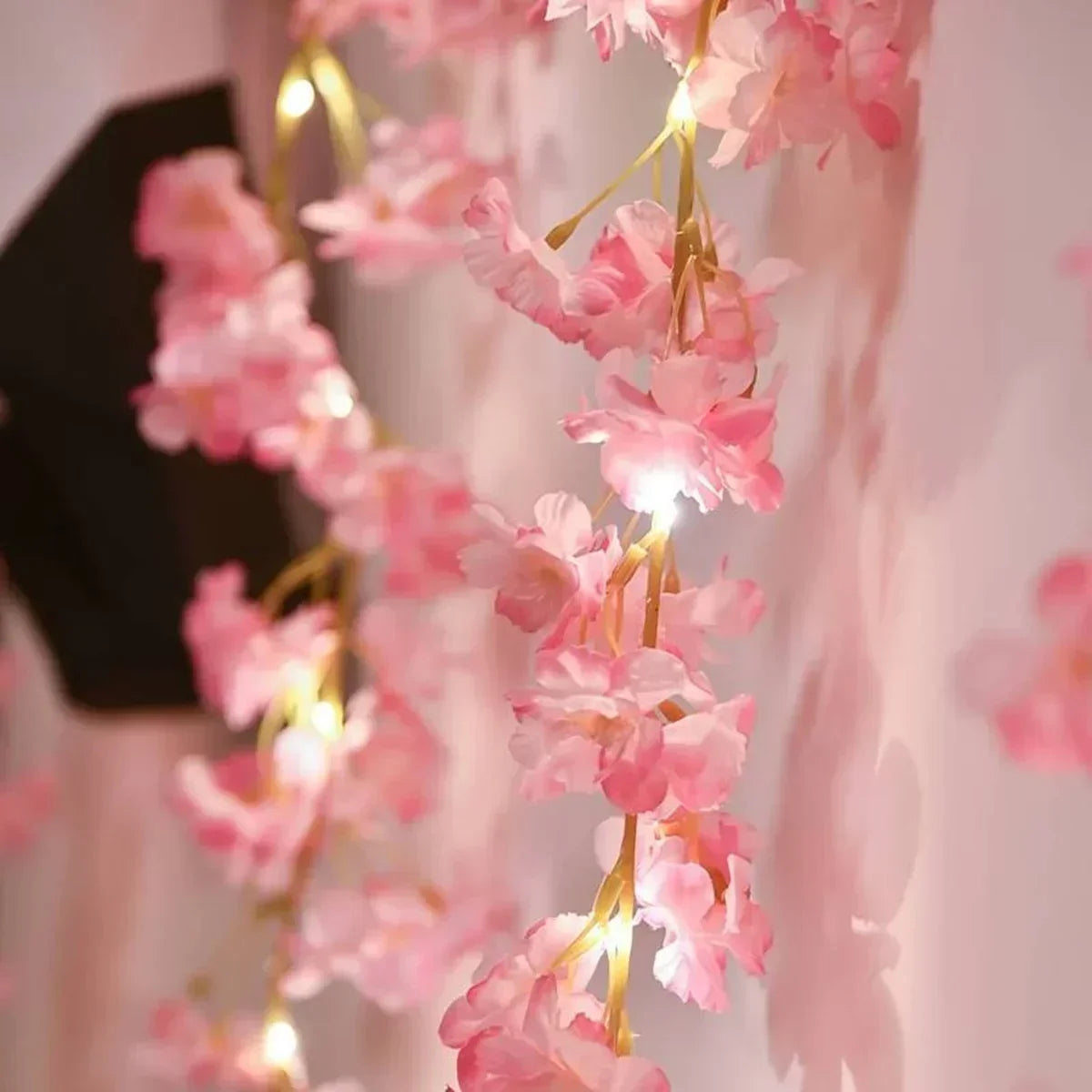 Flower String Lights Battery-Powered Warm White Artificial Blossom
