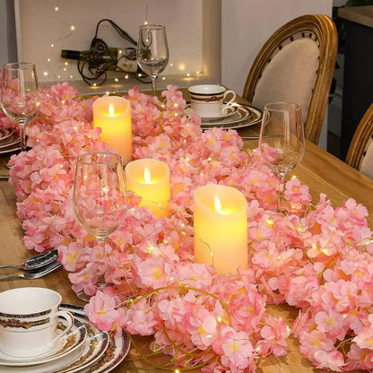 Flower String Lights Battery-Powered Warm White Artificial Blossom