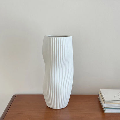 Flower Vase Wavy Textured Ceramic
