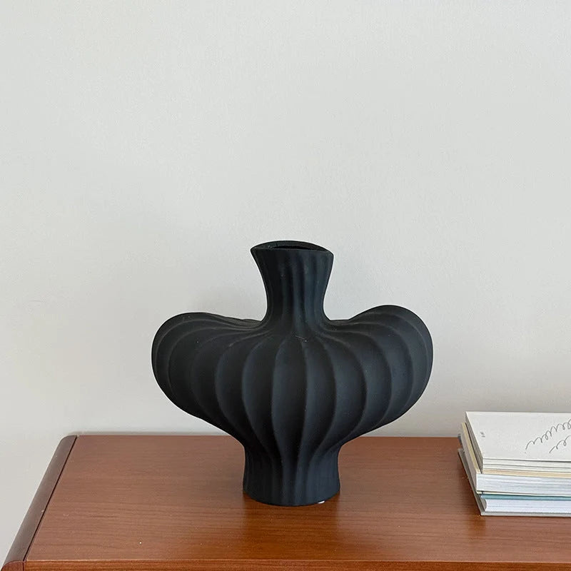 Flower Vase Wavy Textured Ceramic