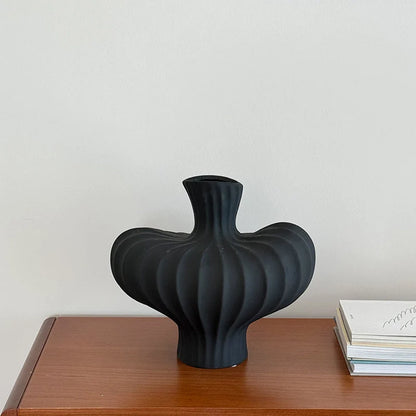 Flower Vase Wavy Textured Ceramic