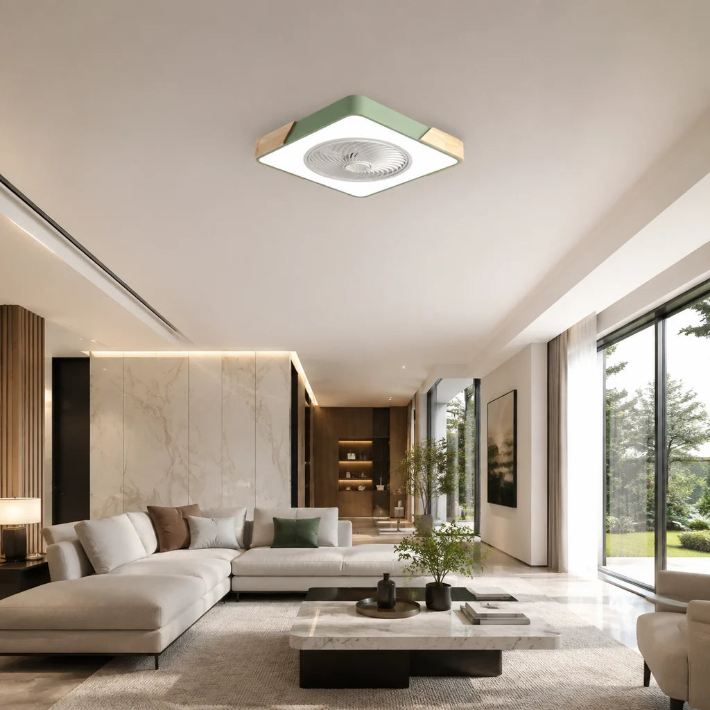 Flush Mount Ceiling Fan Low-Profile Reversible Motor & Dimmable LED