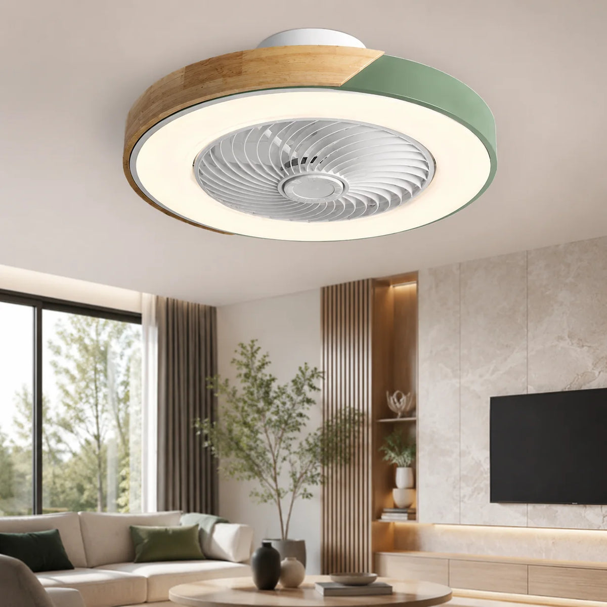 Flush Mount Ceiling Fan Low-Profile Reversible Motor & Dimmable LED