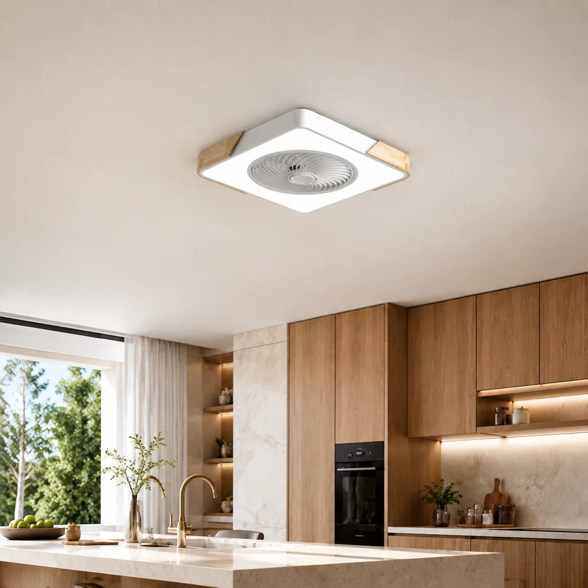 Flush Mount Ceiling Fan Low-Profile Reversible Motor & Dimmable LED