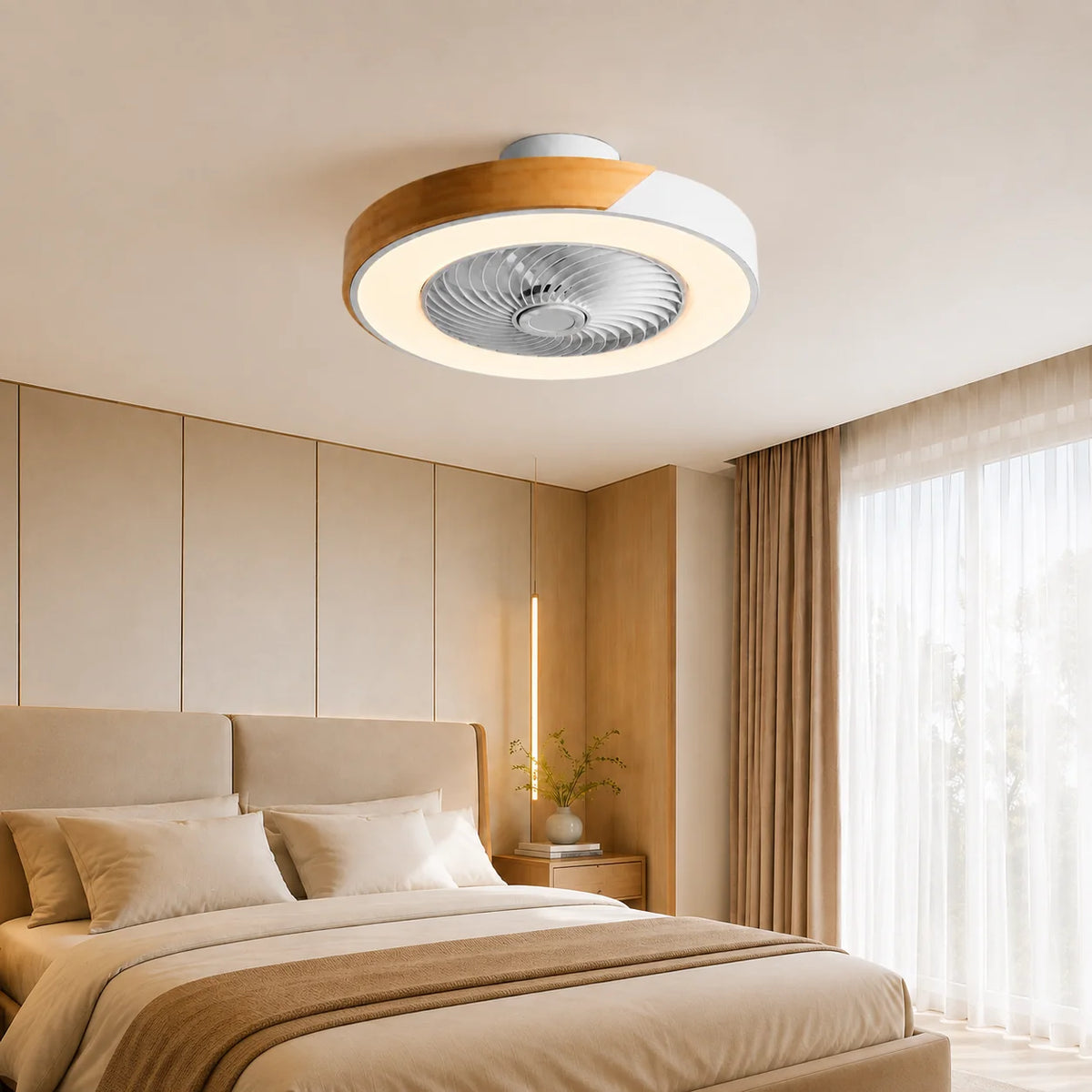 Flush Mount Ceiling Fan Low-Profile Reversible Motor & Dimmable LED