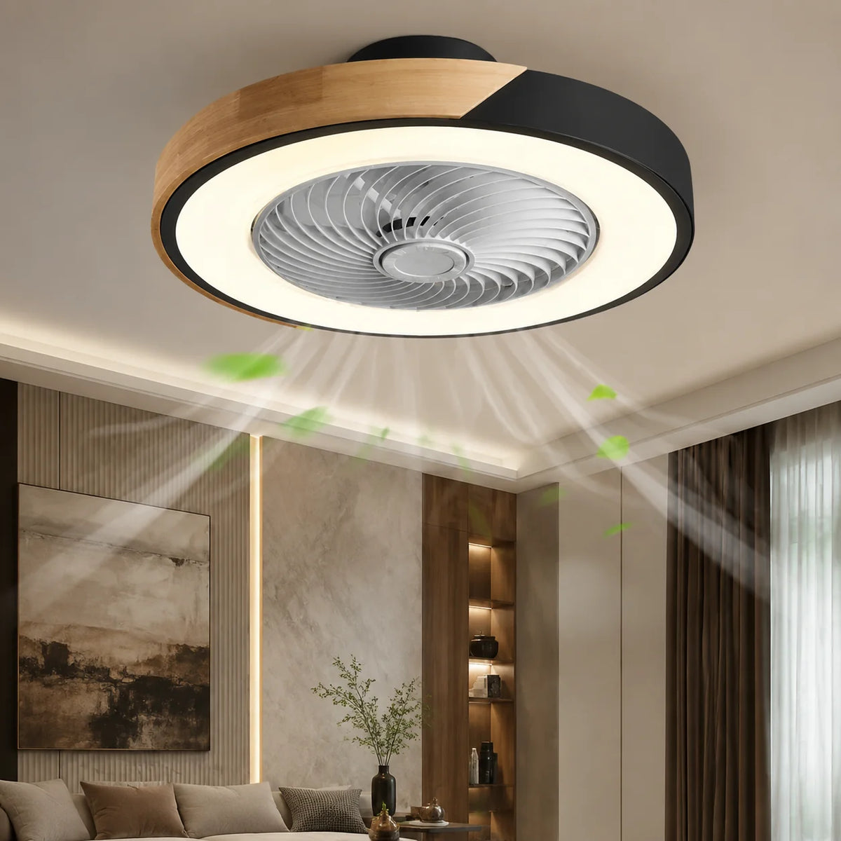 Flush Mount Ceiling Fan Low-Profile Reversible Motor & Dimmable LED
