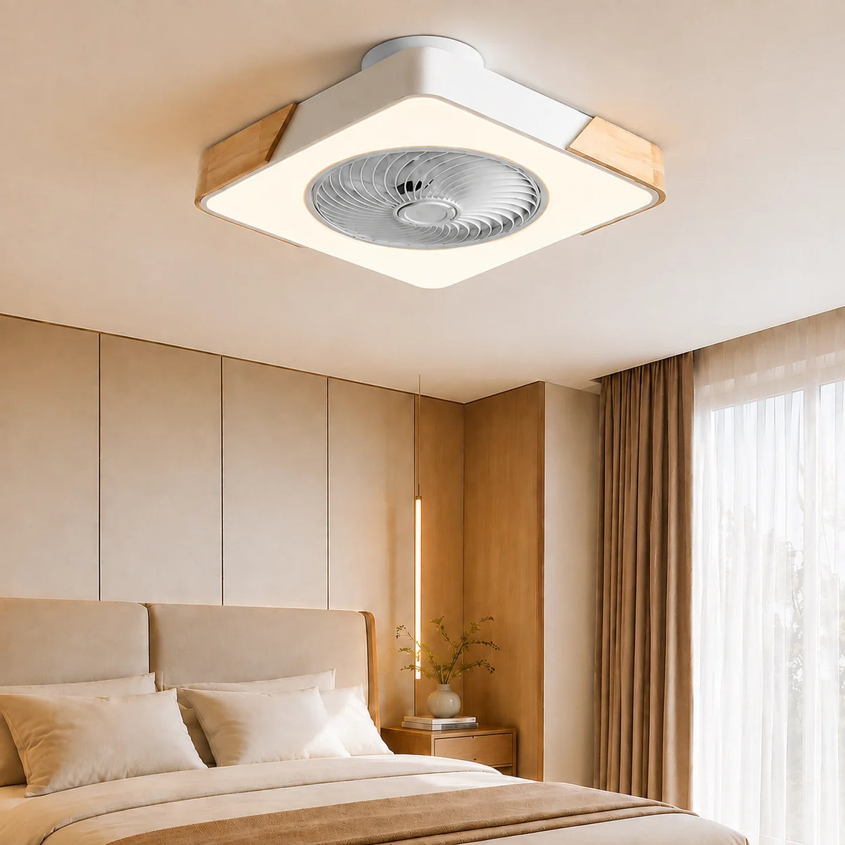 Flush Mount Ceiling Fan Low-Profile Reversible Motor & Dimmable LED