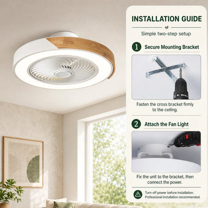 Flush Mount Ceiling Fan Low-Profile Reversible Motor & Dimmable LED