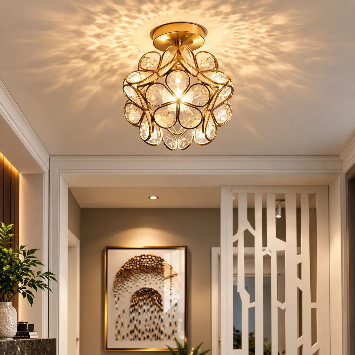 Flush Mount Ceiling Light Compact Acrylic Petals Integrated LED