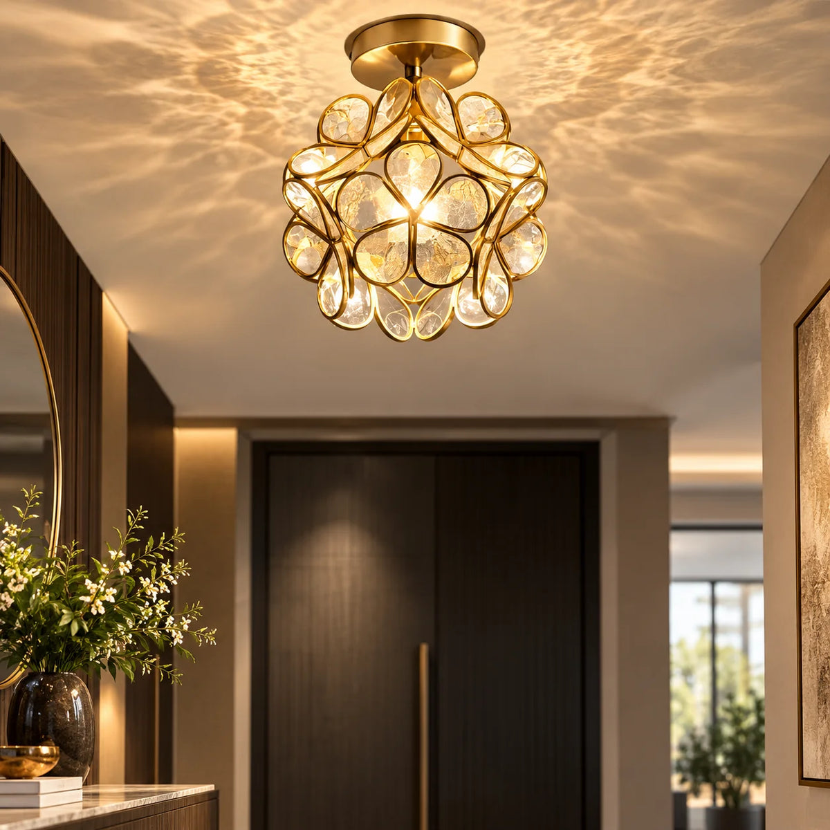 Flush Mount Ceiling Light Compact Acrylic Petals Integrated LED