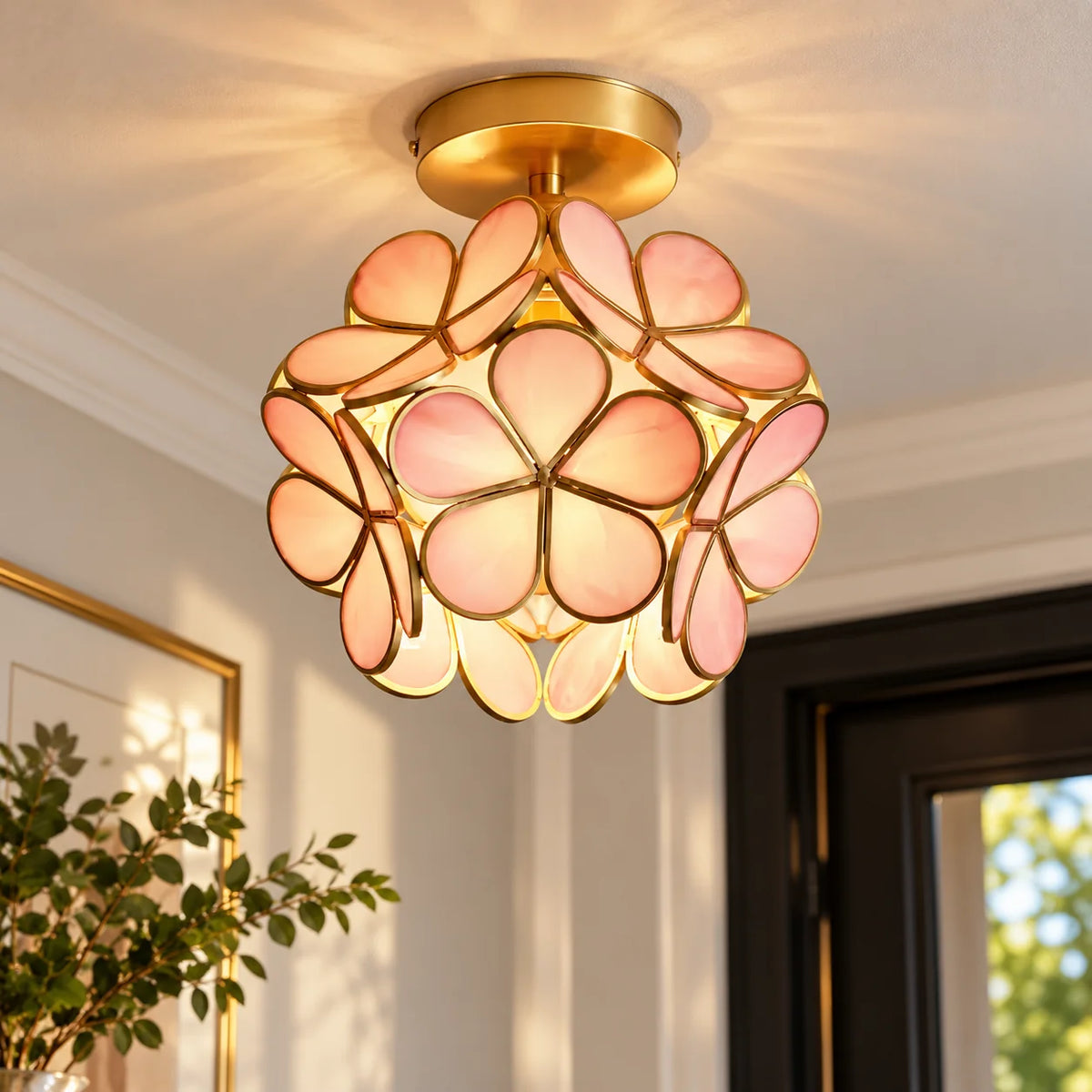 Flush Mount Ceiling Light Compact Acrylic Petals Integrated LED