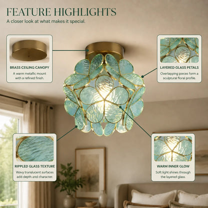 Flush Mount Ceiling Light Compact Acrylic Petals Integrated LED