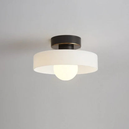 Flush Mount Ceiling Light Glass Dome & Brass Accents Low-Profile