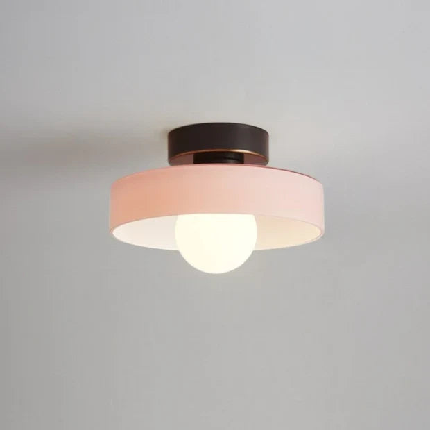 Flush Mount Ceiling Light Glass Dome & Brass Accents Low-Profile
