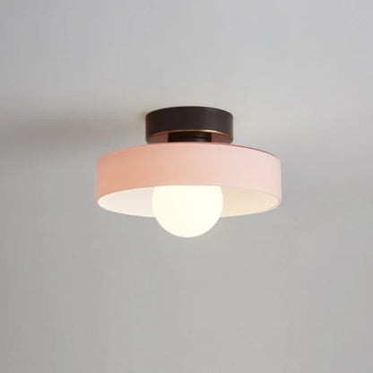 Flush Mount Ceiling Light Glass Dome & Brass Accents Low-Profile