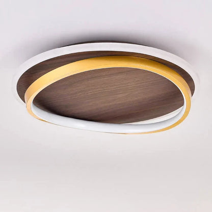 Flush Mount Ceiling Light Integrated LED Walnut Wood Grain