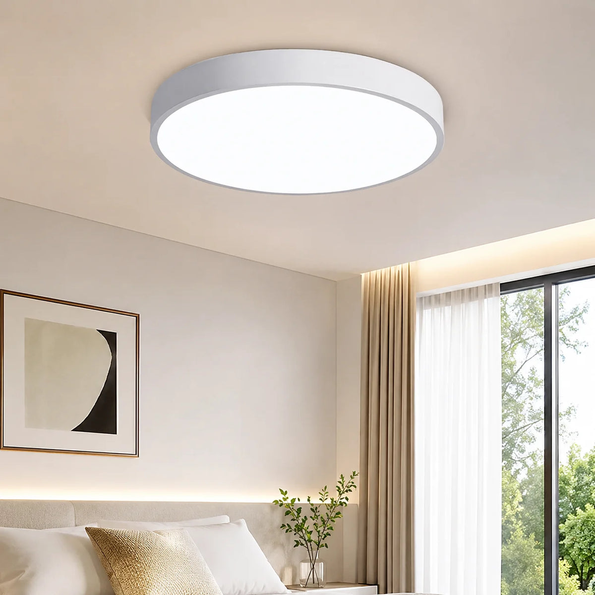 Flush Mount Ceiling Light Wood Ring Integrated LED